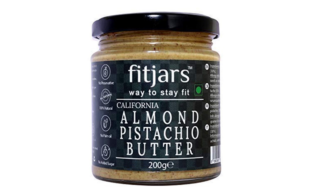 Fitjars California Almond Pistachio Butter   Glass Jar  200 grams